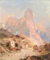 Figures in A Village in the Dolomites scenery Franz Richard Unterberger